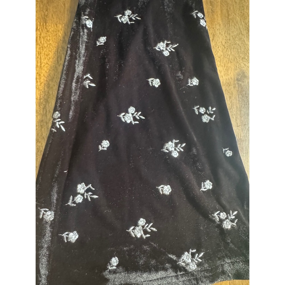Avec Les Filles Black Velvet Floral Flare Bell Bottom Pants Size S - Picture 3 of 9